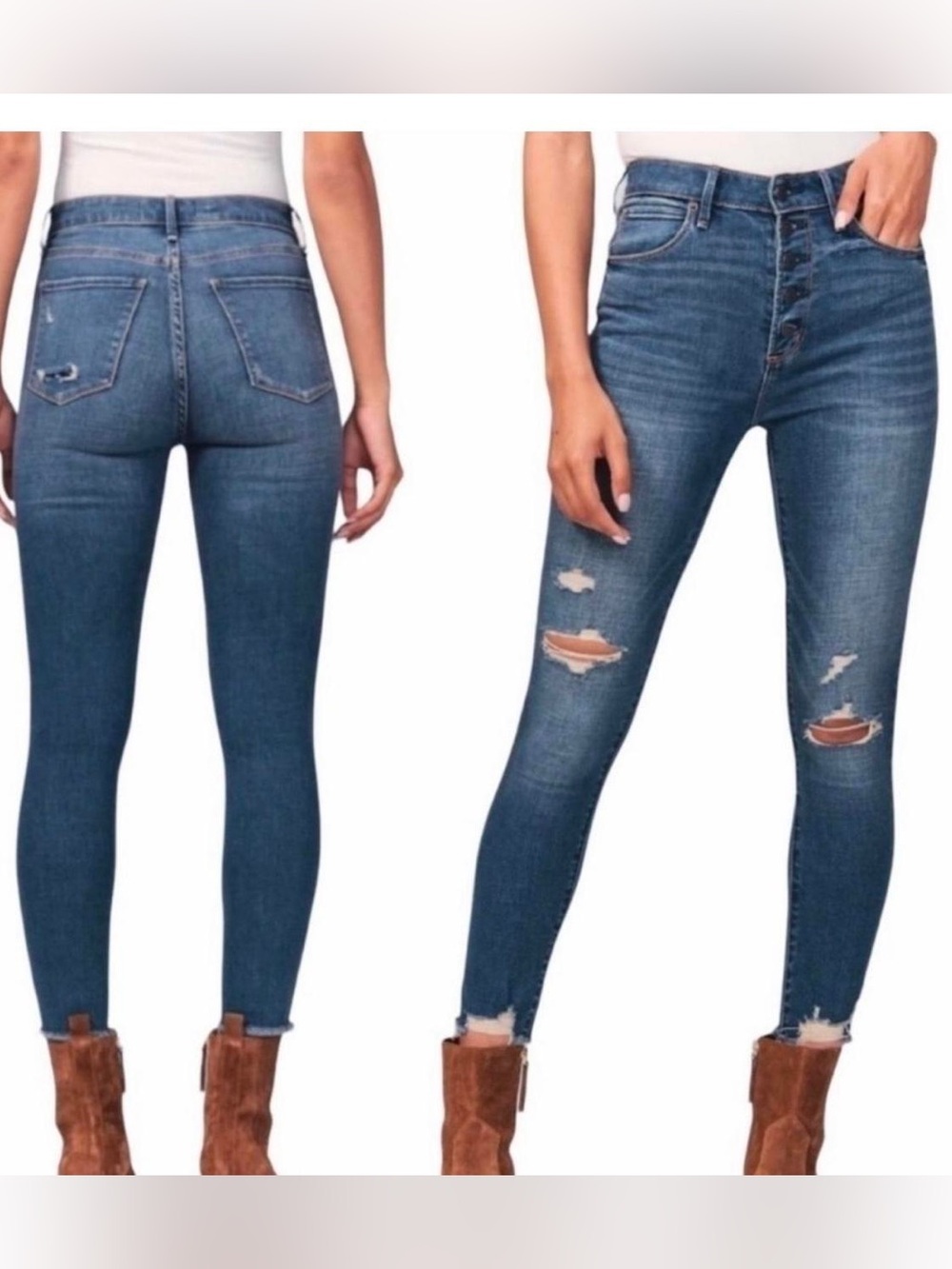 Abercrombie & Fitch The Super Skinny Ankle High-Rise Distressed